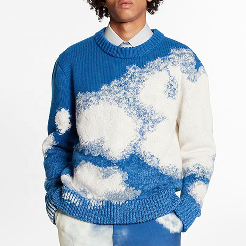 Vnitřní oděv Vlastní pánské svetr výrobce tlustý pletený jacquard svetry colorblock vlněný svetr pro člověka