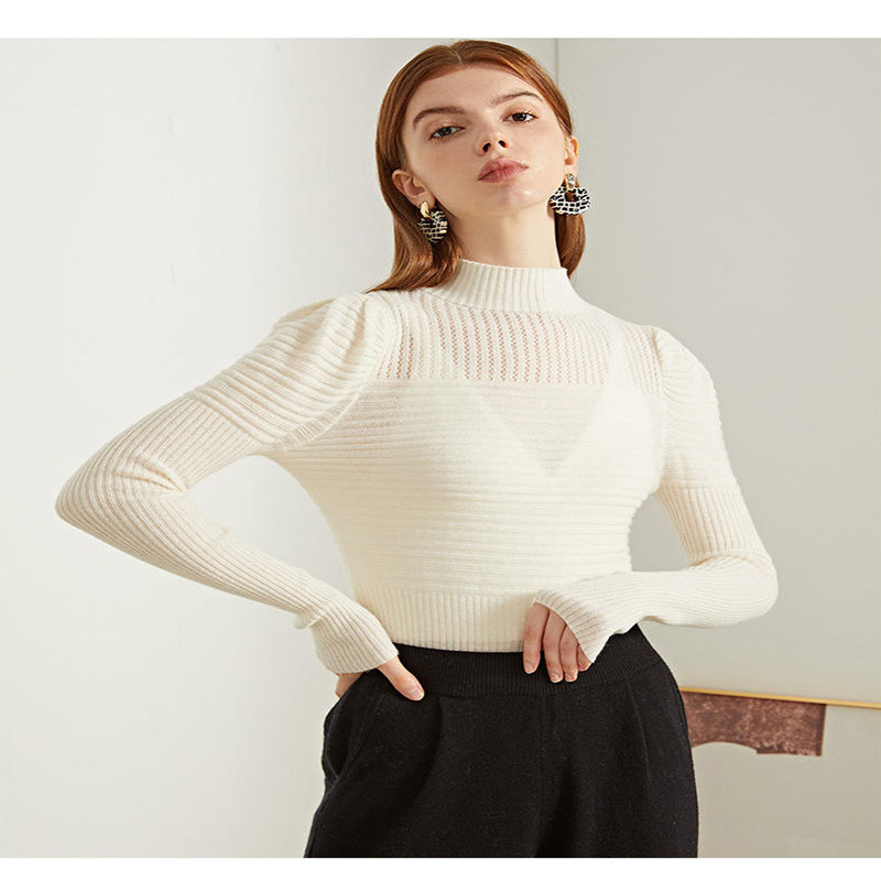 High Street Fashion Women česané vlněné kašmírové volné svetr s vysokým límcem želvy